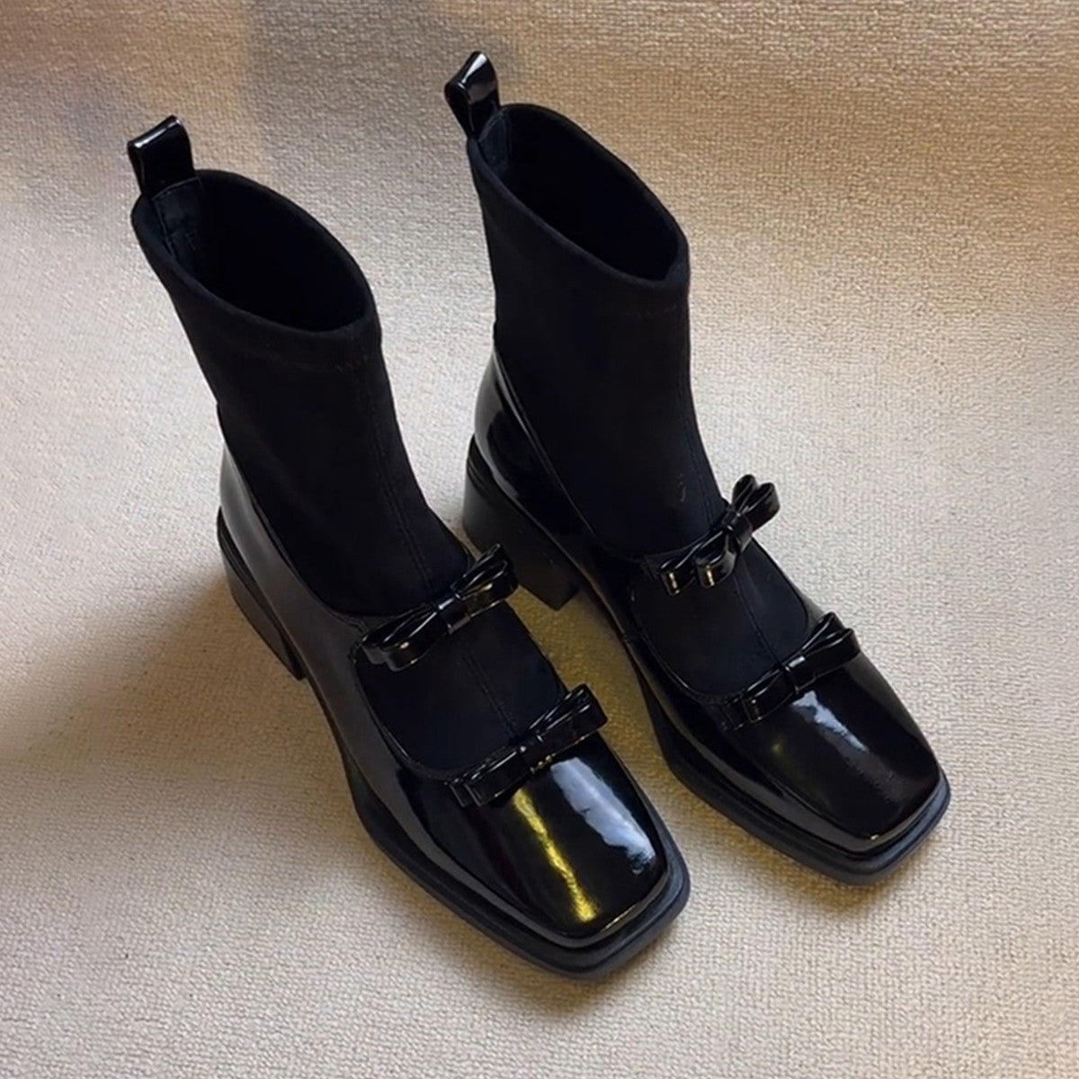 Damen Stiefeletten Elegant Stretchleder Komfort