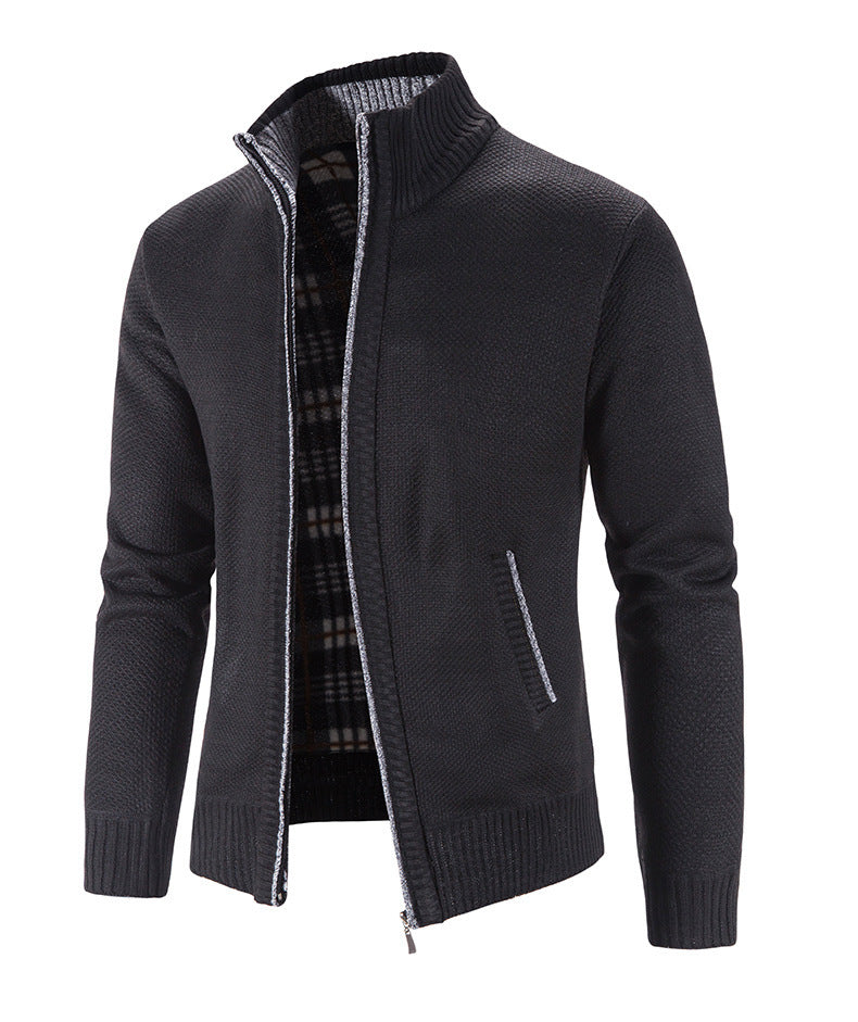 Herren Strickjacke Stehkragen Strukturiert Modern