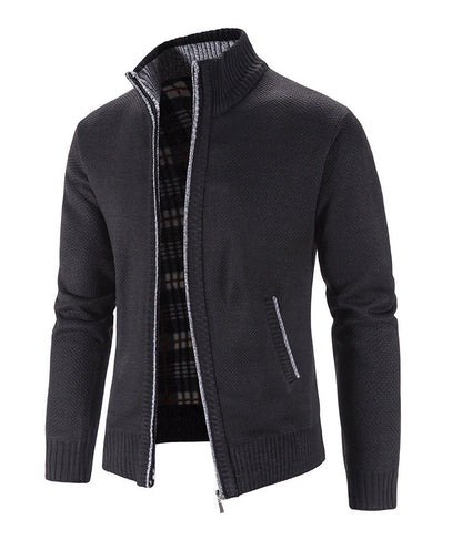 Herren Strickjacke Stehkragen Strukturiert Modern