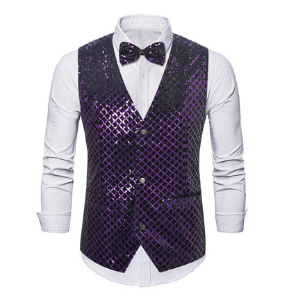 Herren Blazer Elegant Pailletten Verschluss Mit Fliege