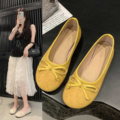 Damen Ballerinas Schleife Mode Schuhe Elegant