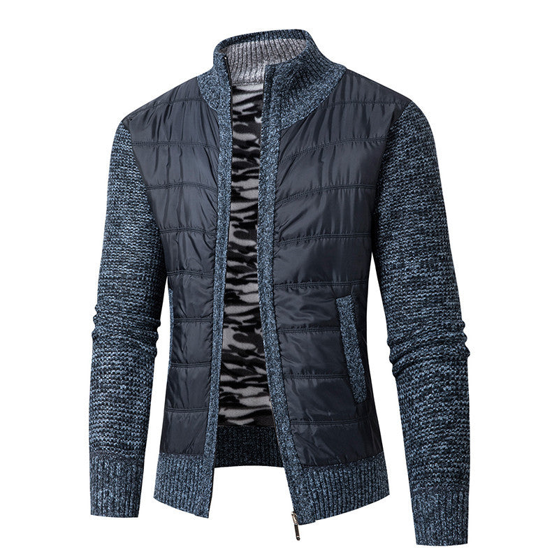 Herren Jacke Modern Stehkragen Strukturiert Schwarz