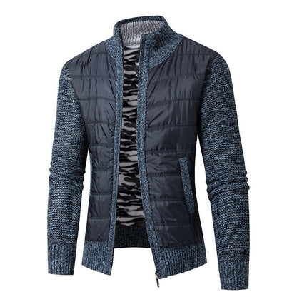 Herren Jacke Modern Stehkragen Strukturiert Schwarz