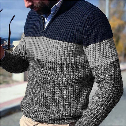 Herren Strickpullover Struktur Optik Halbzipp