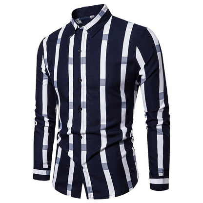 Herren Langarmhemd Streifenmuster Modern Slimfit