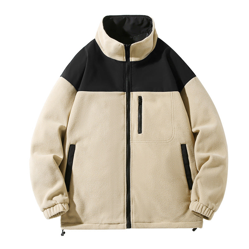 Herren Fleecejacke Warm Hochkragen Reißverschluss Taschen