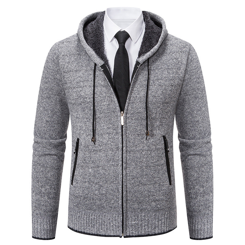Herren Strickjacke Kapuze Weich Innenfutter Winter - BerlinGlamour