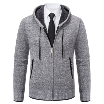Herren Strickjacke Kapuze Weich Innenfutter Winter - BerlinGlamour
