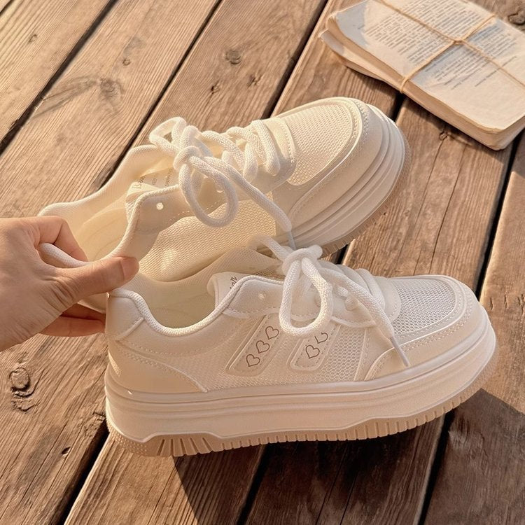 Damen Sneaker Plateau Komfortabel Herz Design