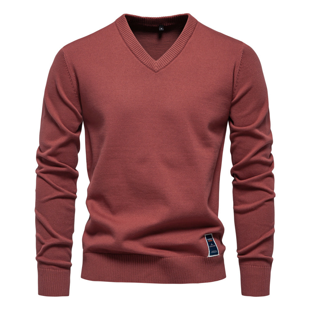 Herren Strickpullover V-Ausschnitt Fein Gestrickt Modern