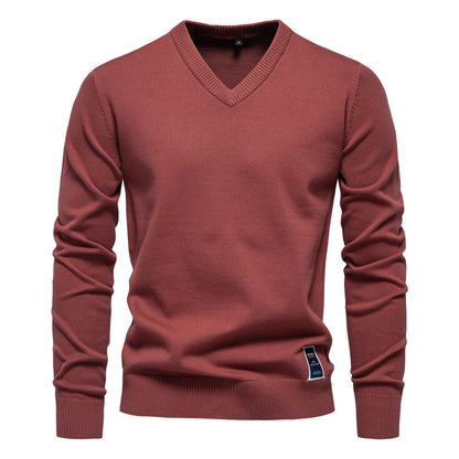 Herren Strickpullover V-Ausschnitt Fein Gestrickt Modern