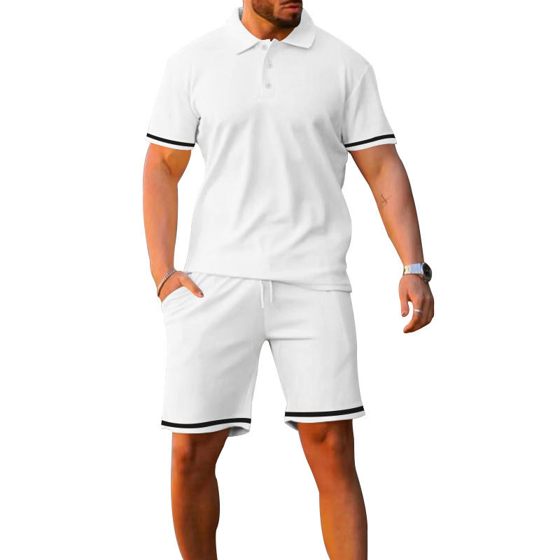 Herren Sportset Poloshirt Shorts Komplett Sportlich