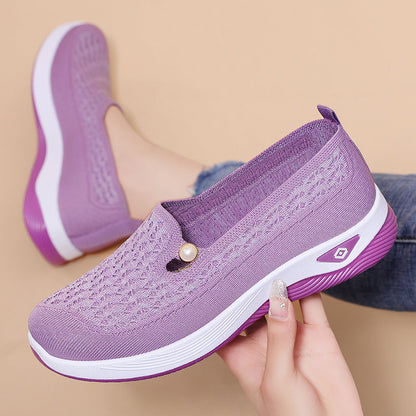 Damen Sneaker Strick Bequem Rutschfest