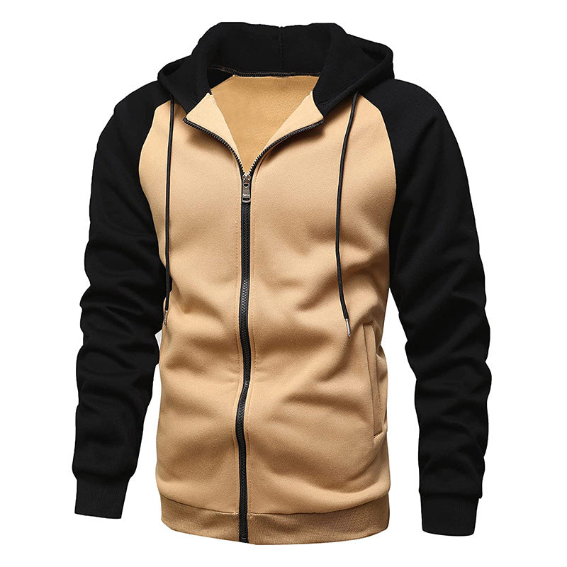 Herren Kapuzenjacke Lässig Mit Kontrast Ärmeln Streetwear