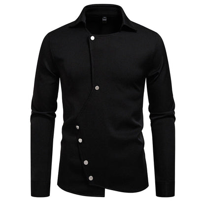 Herren Langarmhemd Modern Asymmetrisch Knopfverschluss