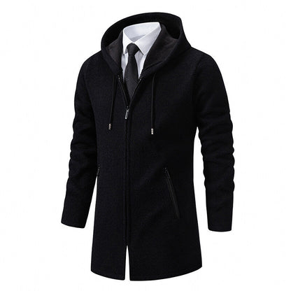 Herren Parka Jacke Mit Kapuze Reißverschluss Elegant