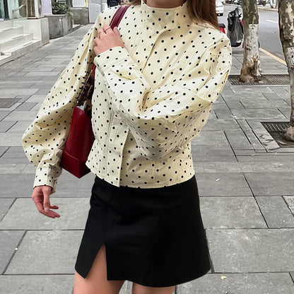 Lässige Damen Kurzjacke Punkte Modern Trendy