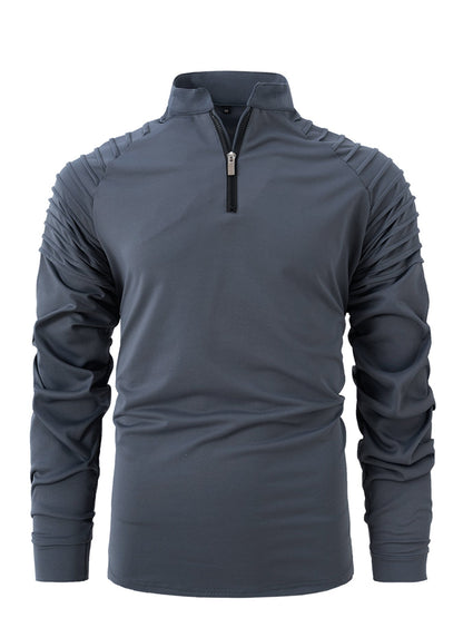 Herren Sportshirt Langarm Zip Hemd Modern Ergonomisch