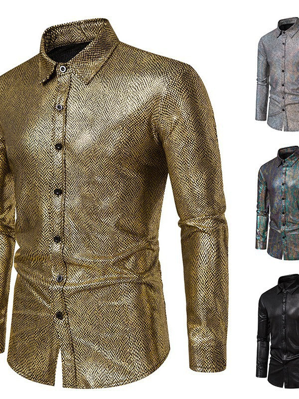 Herren Hemd Modern Elegant mit Glanzstoff