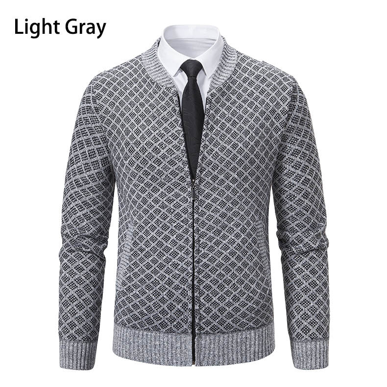 Herren Strickjacke Modern Zopfmuster Reißverschluss