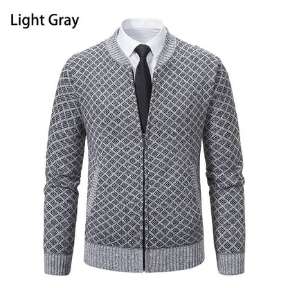 Herren Strickjacke Modern Zopfmuster Reißverschluss