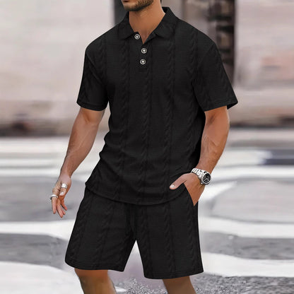 Herren Kurzarmhemd und Bermuda Set atmungsaktiv Casual