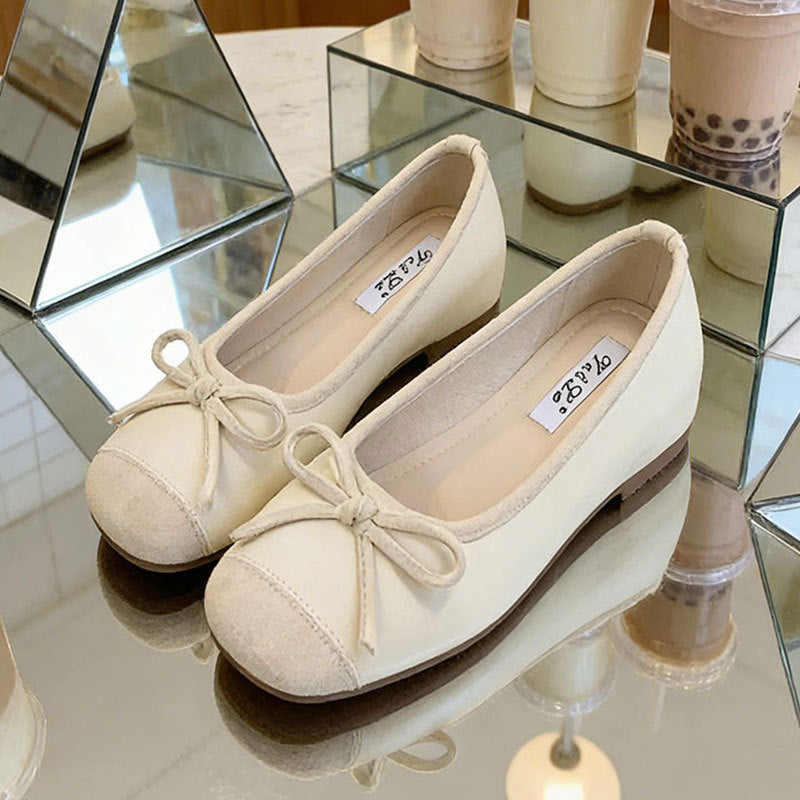 Damen Ballerinas Glänzend mit Schleife Elegant