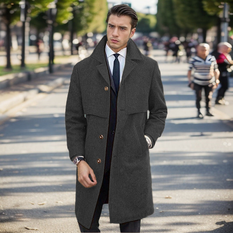 Herren Wollmantel Elegante Optik Doppelknopf Modern