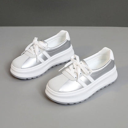 Damen Plateauschuhe Metallic Details Rutschfest Schick