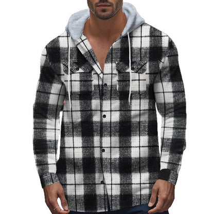 Herren Hemd Kapuze Kariert Modern Berlin Style