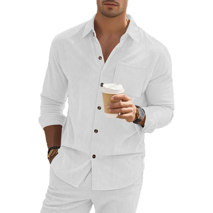 Elegantes Herren Langarmhemd Streifen Modern