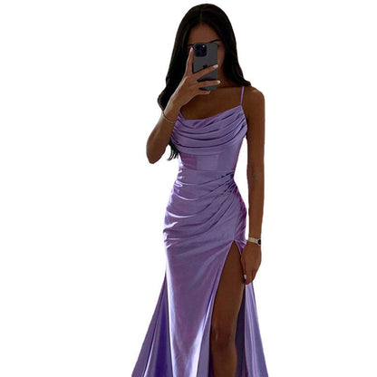 Elegantes Maxikleid Damen Asymmetrisch Raffiniert Lang