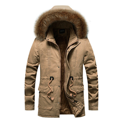 Herren Winterjacke Warm mit Abnehmbarem Kunstfellkragen