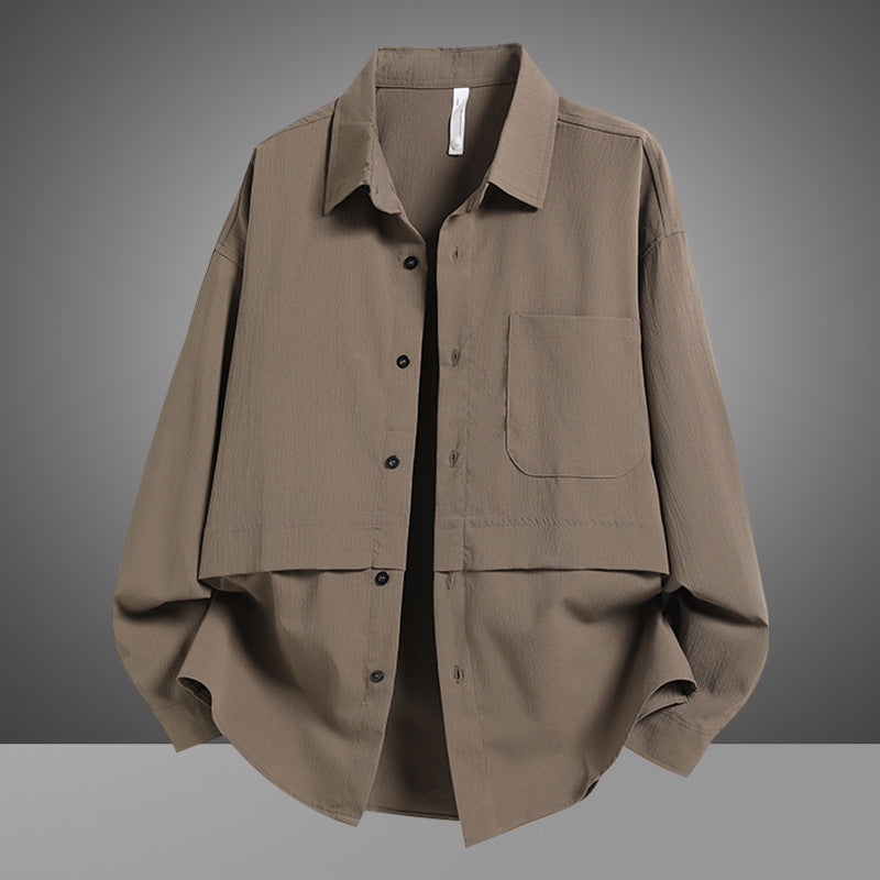 Herren Overshirtjacke Lässig Weit mit Brusttasche