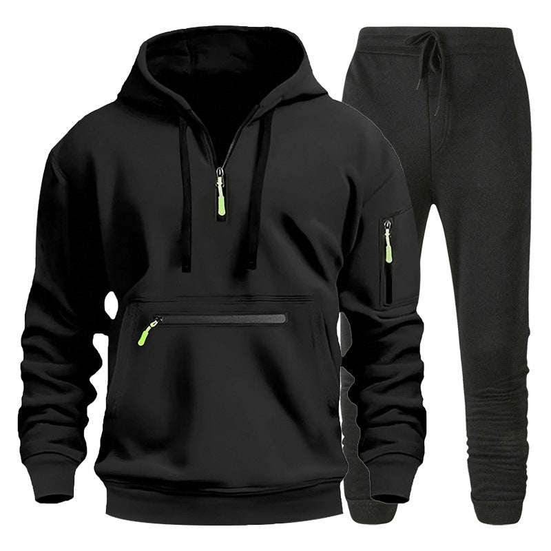 Herren Sport Hoodie Jogginghose Set Grau Sportlich
