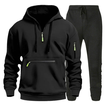 Herren Sport Hoodie Jogginghose Set Grau Sportlich