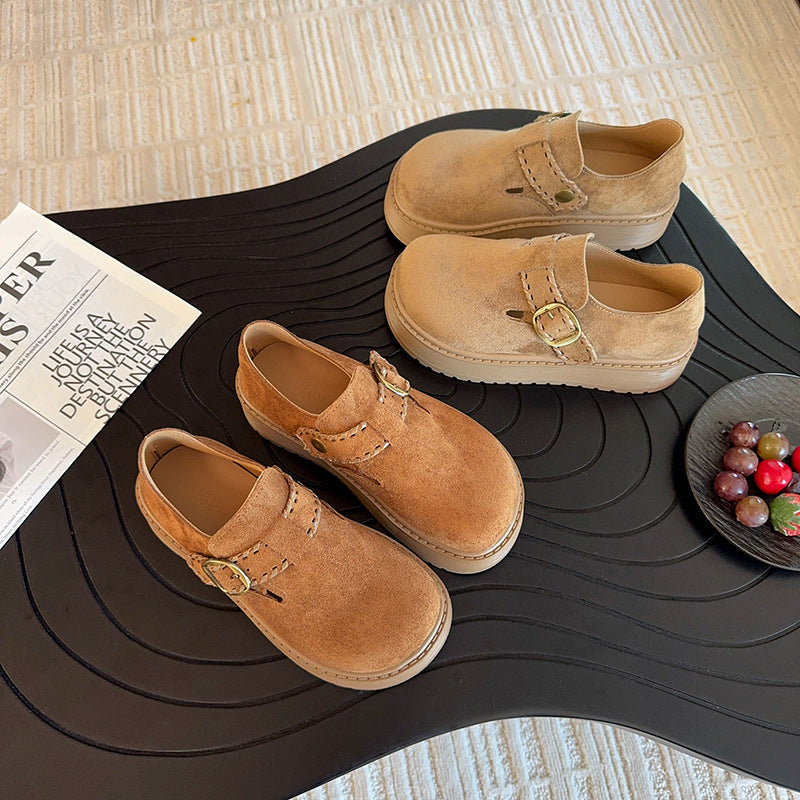 Damen Clogs mit Schnallenverschluss und dickem Plateau-Heel