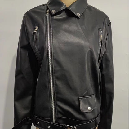 Lederjacke Damen Ledermantel Schwarz Modern - BerlinGlamour