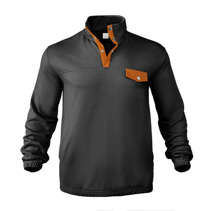 Moderner Herren Pullover mit Knöpfen und Taschen