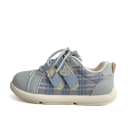Damen Sneaker Karomuster Weich mit Klettverschluss