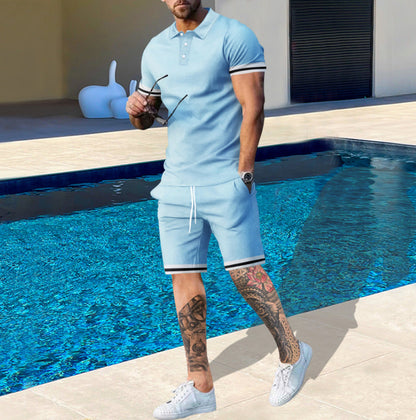 Herren Poloshirt und Shorts Set Atmungsaktiv Sommer