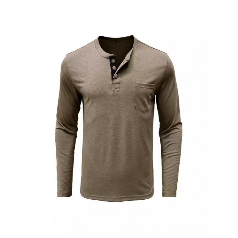 Der neue Titel wäre: Herren Langarmshirt mit modischem Stehkragen und eleganter Knopfleiste - BerlinGlamour