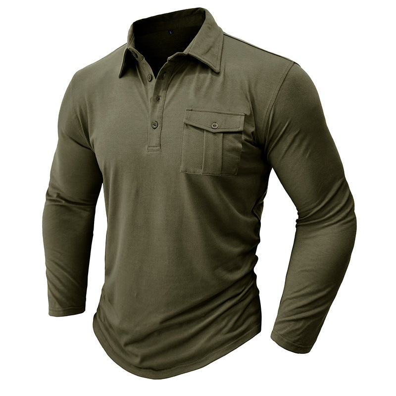 Herren Polo Langarmshirt Stehkragen Modern