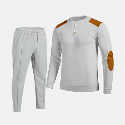 Herren Freizeitset Leder Optik Modern Knöpfe