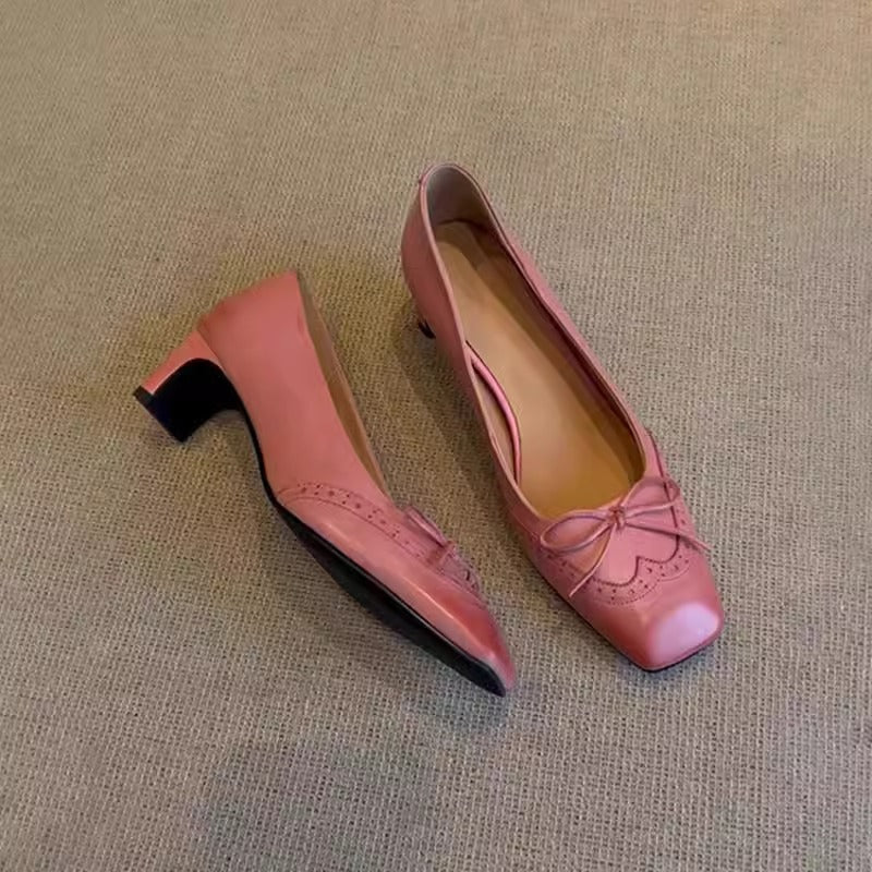 Damen Pumps Hoch Hacken Schleifen Detail Komfortabel
