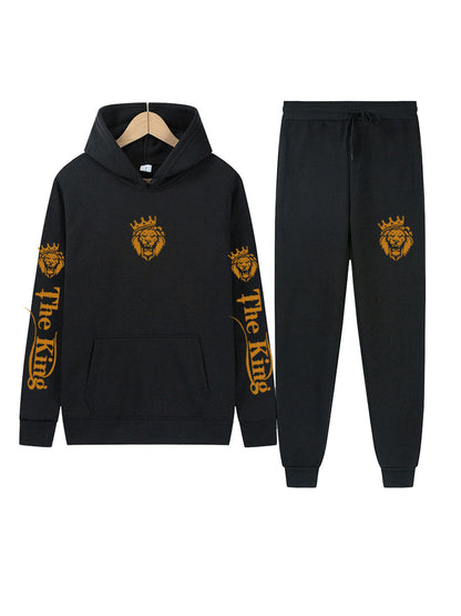 Herren Sportset Kapuzenpulli Jogginghose Modern Königsmotiv