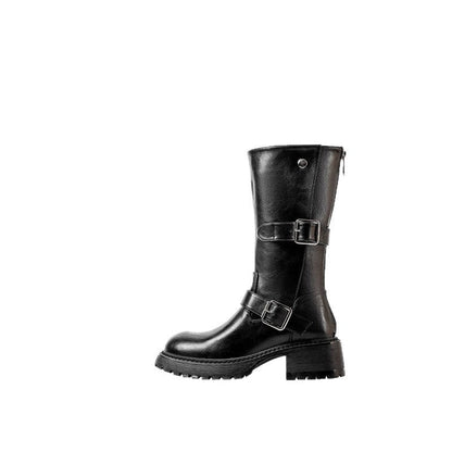 Damen Stiefel Robust Schnallen-Design Winterstiefel