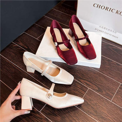 Damen Pumps mit Riemenverschluss und Strasssteinen Elegant