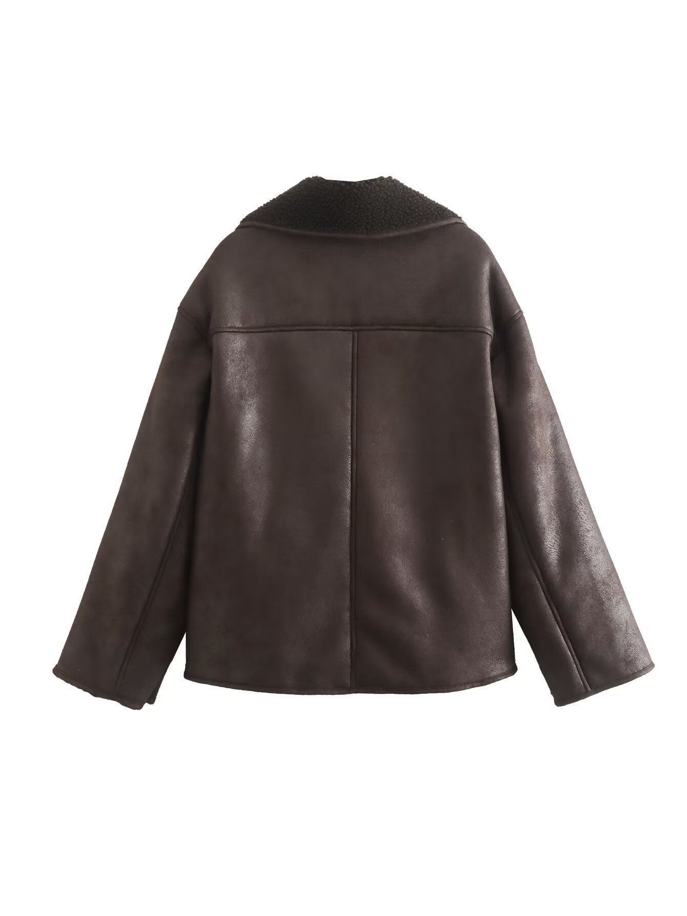 Winterjacke Veloursleder Optik Fleece Futter Luxus