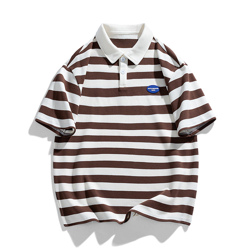 Herren Poloshirt Breitgestreift Hochwertig Baumwolle